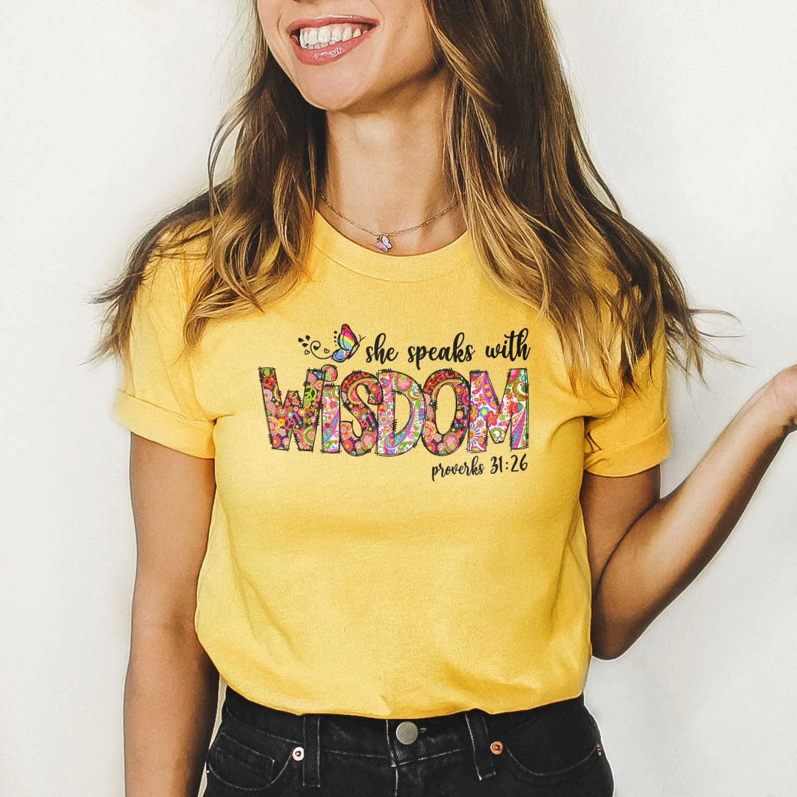 She Speaks With Wisdom Proverbs 31:26 Tee Shirts For Women - Christian Shirts for Women - Religious Tee Shirts