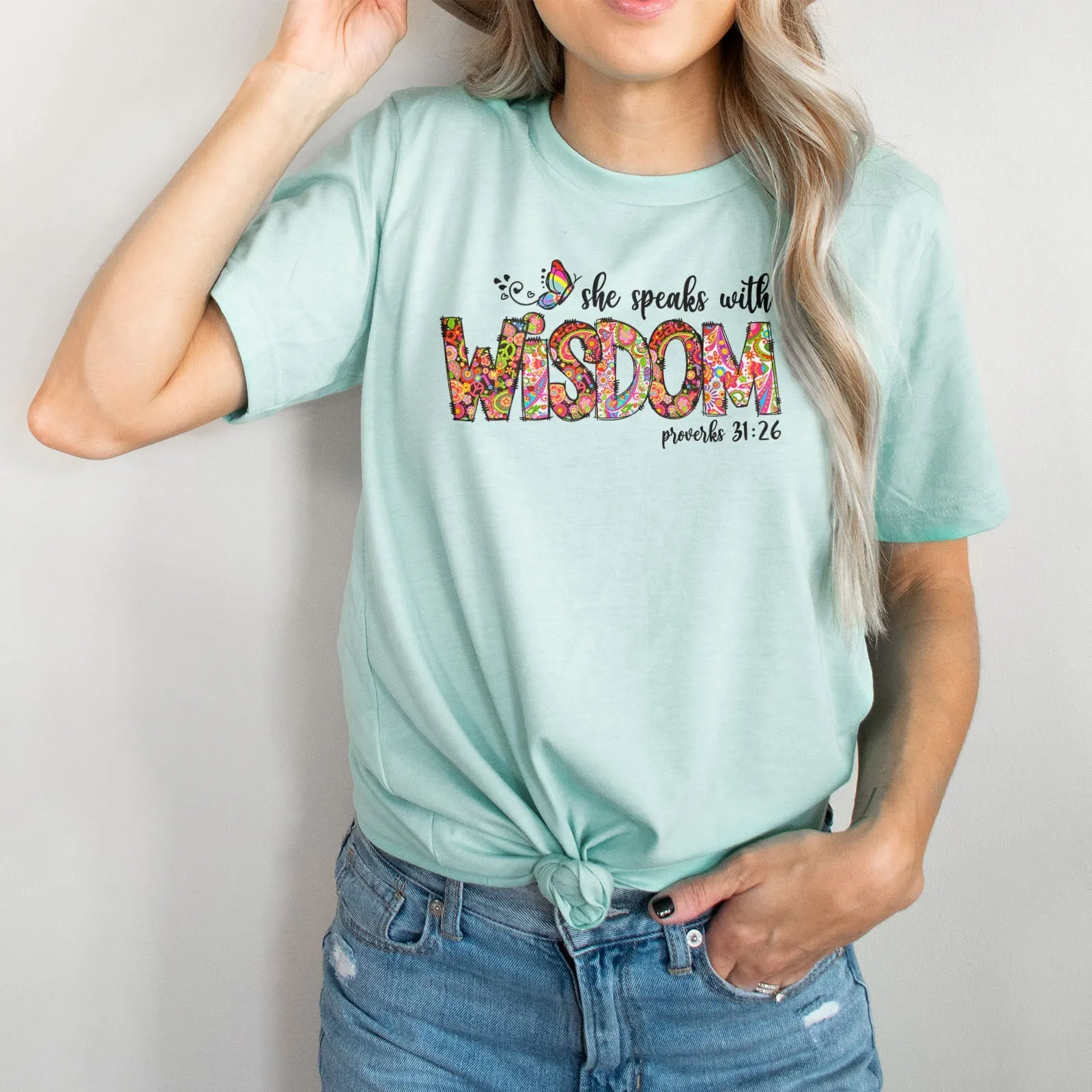 She Speaks With Wisdom Proverbs 31:26 Tee Shirts For Women - Christian Shirts for Women - Religious Tee Shirts