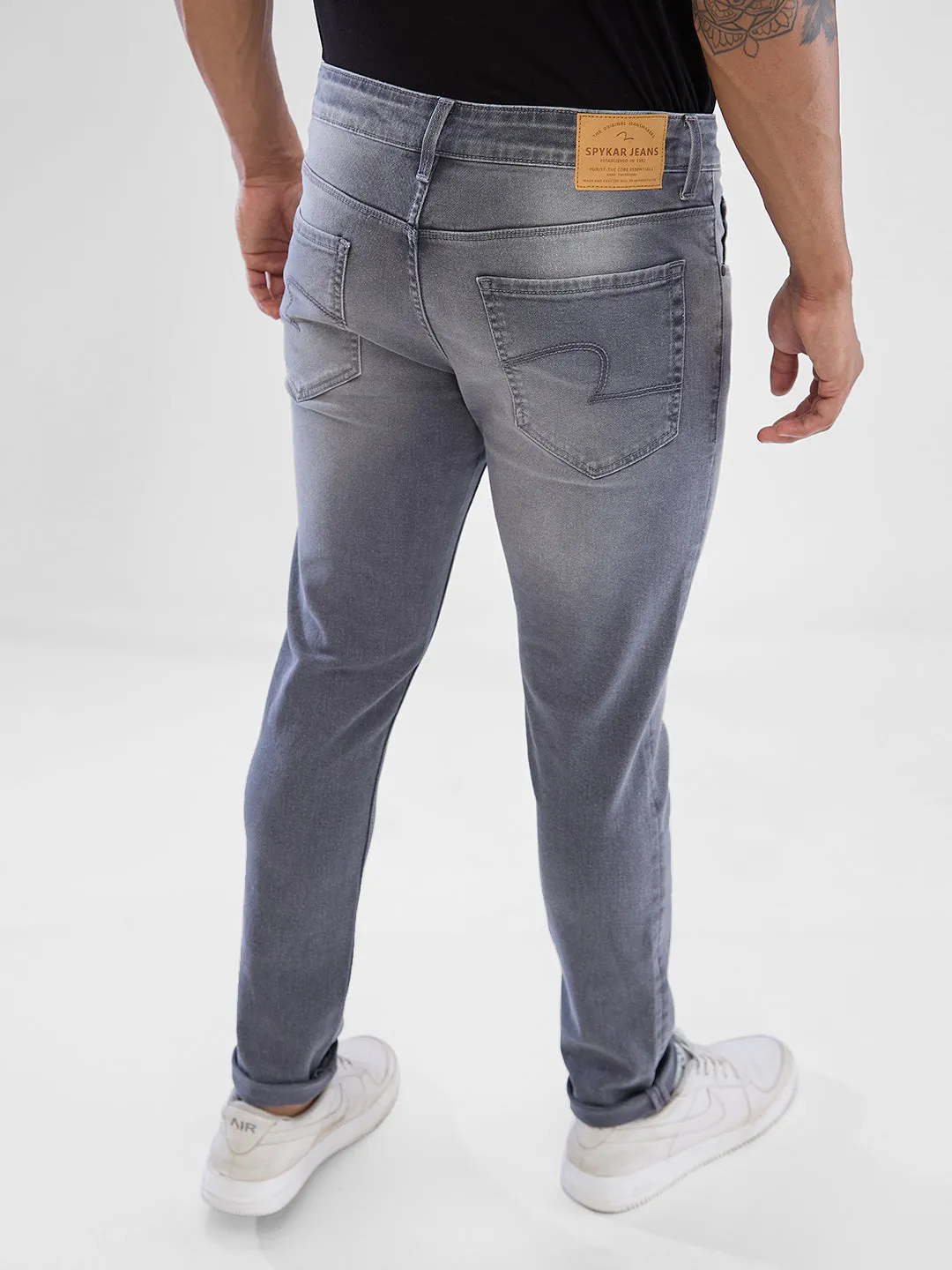 Spykar Light Grey Slim Fit Jeans For Men