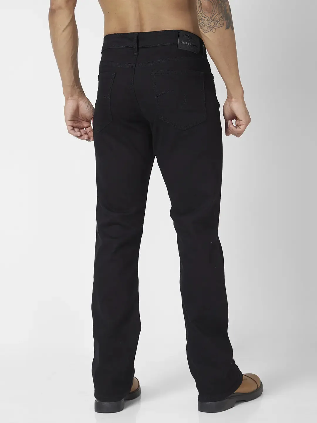 Spykar Men Black Cotton Stretch Comfort Fit Regular Length Clean Look Mid Rise Jeans (Rafter)