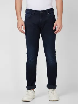 Spykar Mid Rise Regular Fit Narrow Length Indigo Jeans For Men