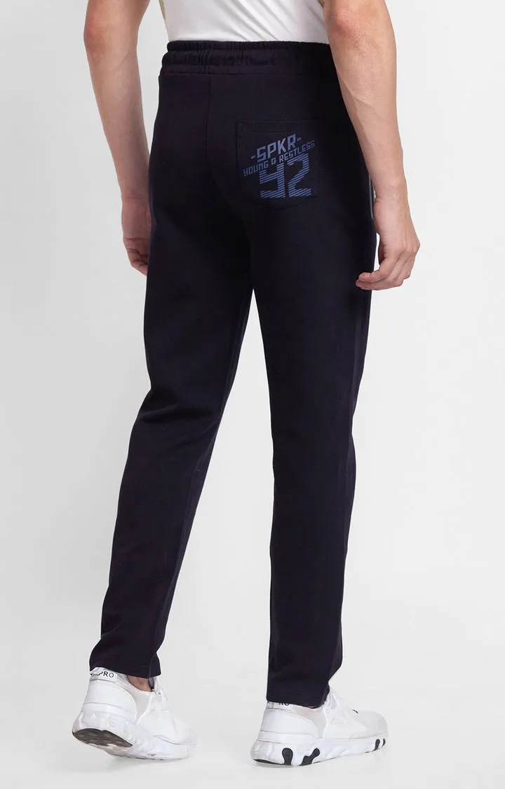 Spykar Navy Blue Cotton Slim Fit Trackpant For Men