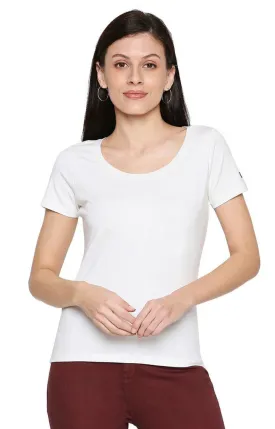 Spykar Women Cotton White T-Shirt