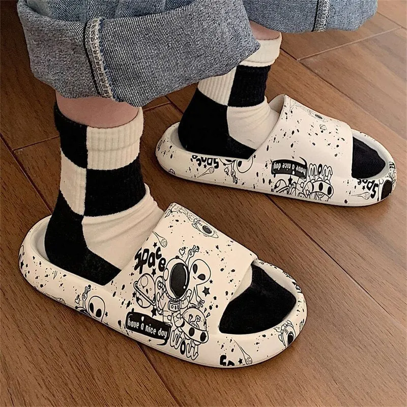 Toleet Alien Cartoon Women Slipper Bathroom Non-slip Shoes Home Super Soft Badroom Slippers Fashion Flip Flops New Female Shoes