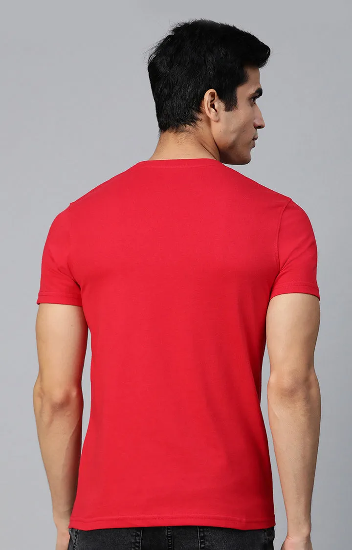 Underjeans By Spykar Men Red Printed Round Neck T-Shirt