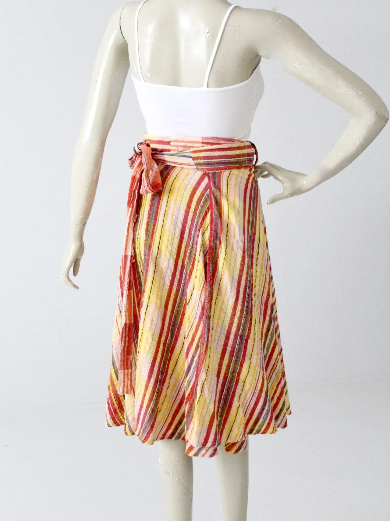 vintage 1970's striped gauze wrap skirt