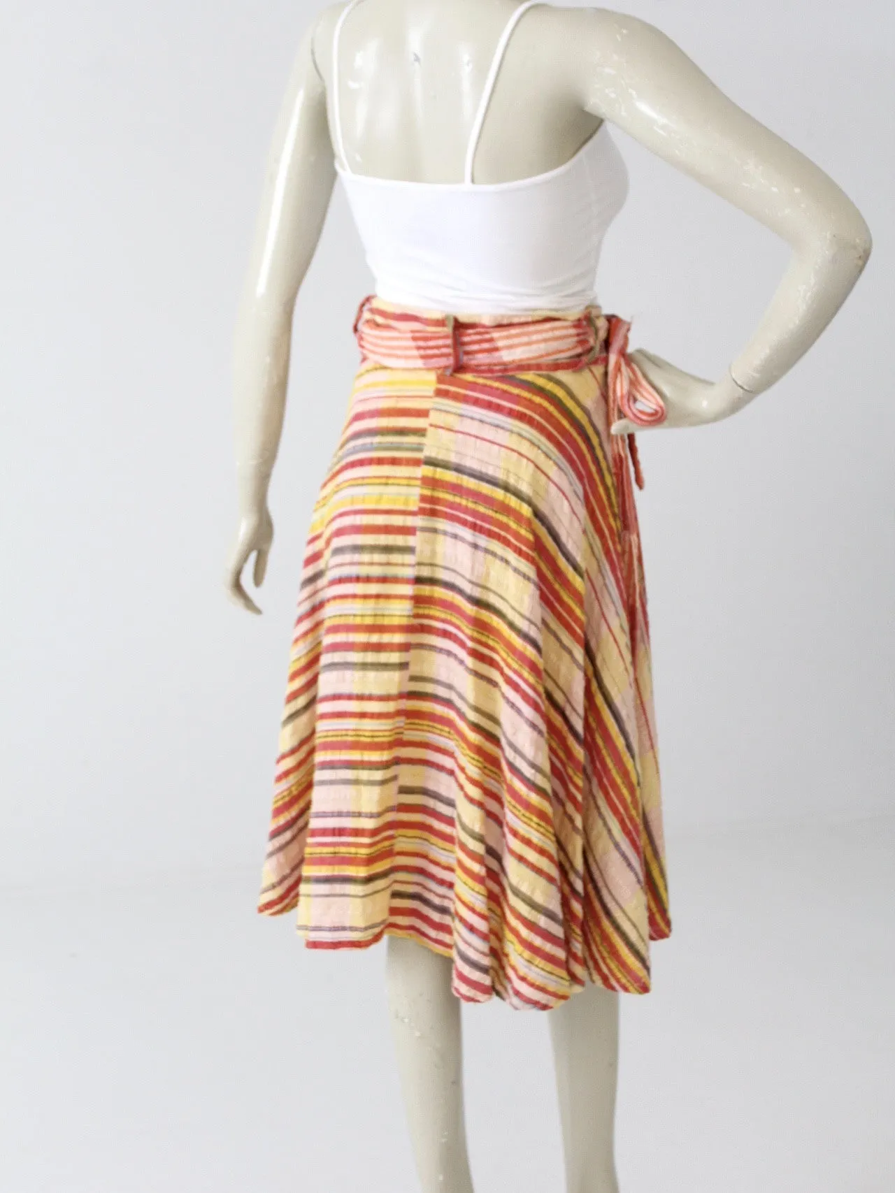 vintage 1970's striped gauze wrap skirt