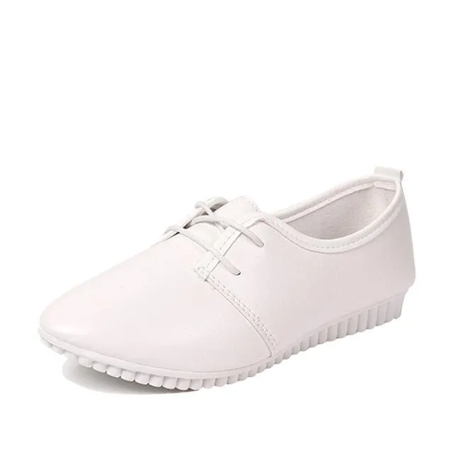 Women Casual Wedges White Shoes Ladies Autumn Pointed Toe Low Heels Comfortable Shoe Female Leisure Footwear