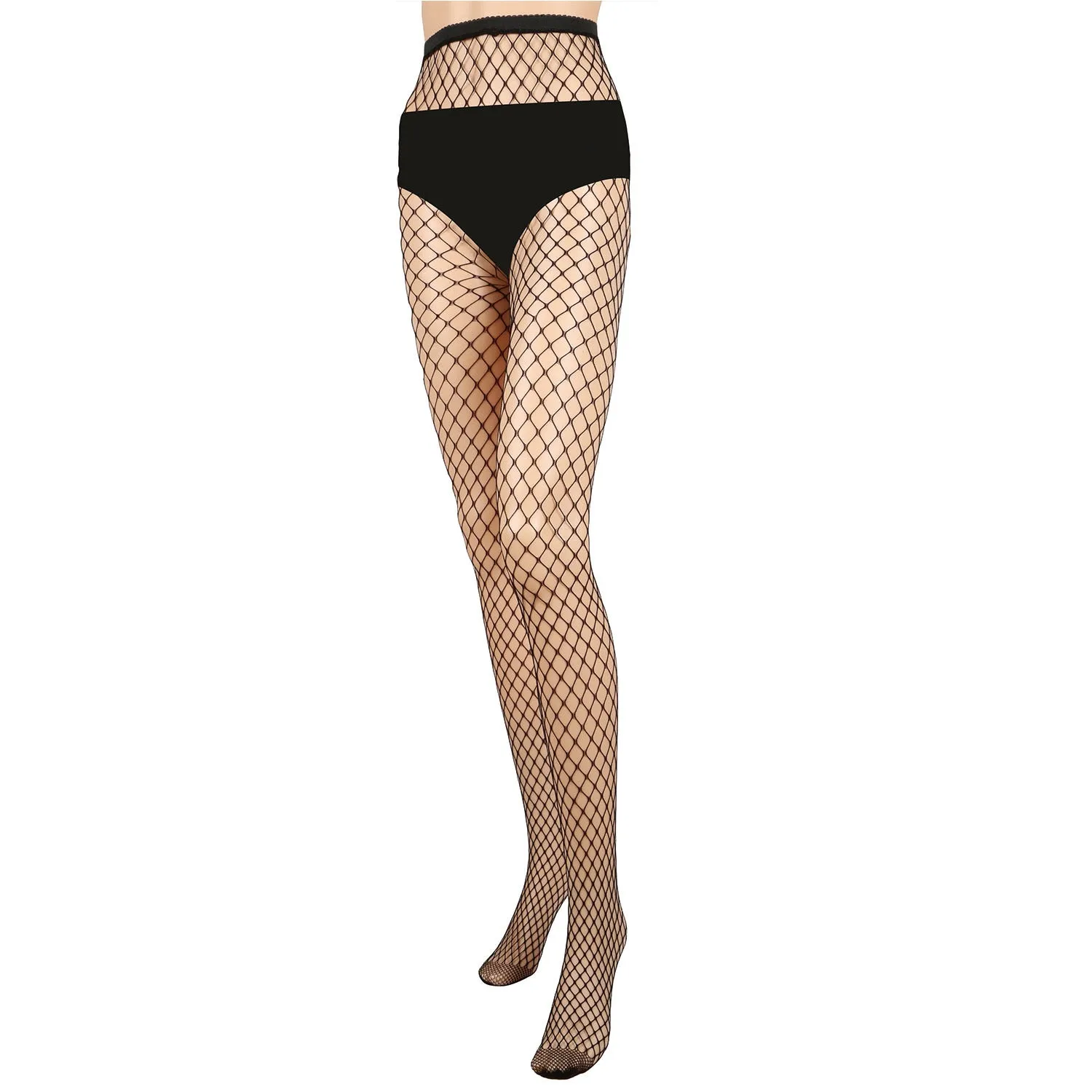 Women Fishnet Tights Sexy High Waist Fishnet Pantyhose Stretchy Mesh Hollow Out Tights Stockings w/ Small Medium Large Hole Choices