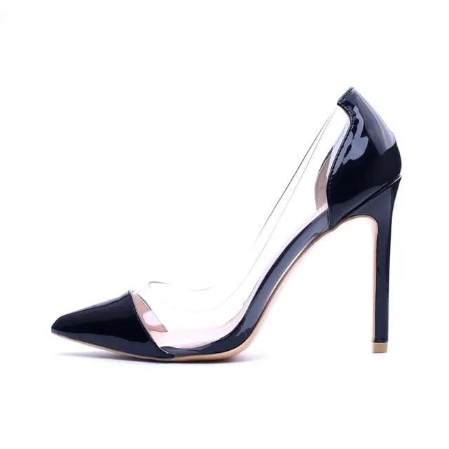 Women Pumps Transparent  High Heels Sexy Pointed Toe Slip-on Wedding Party Shoes For Lady Leopard