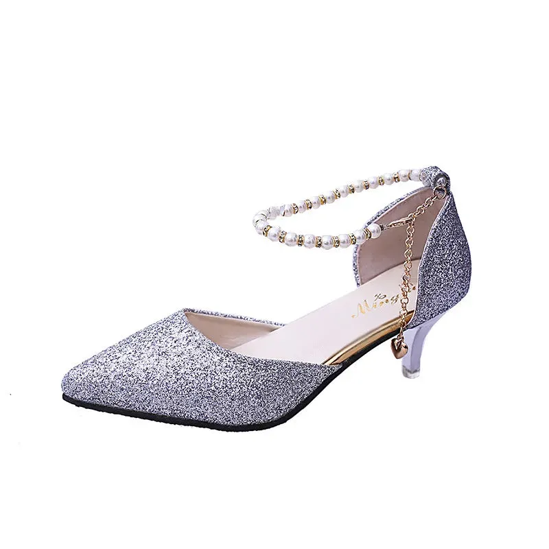 Women Trend Pointed Toe Wedding Bride High Heels Shoes Female Party Mules Elegant Women Pumps - WSHP50096