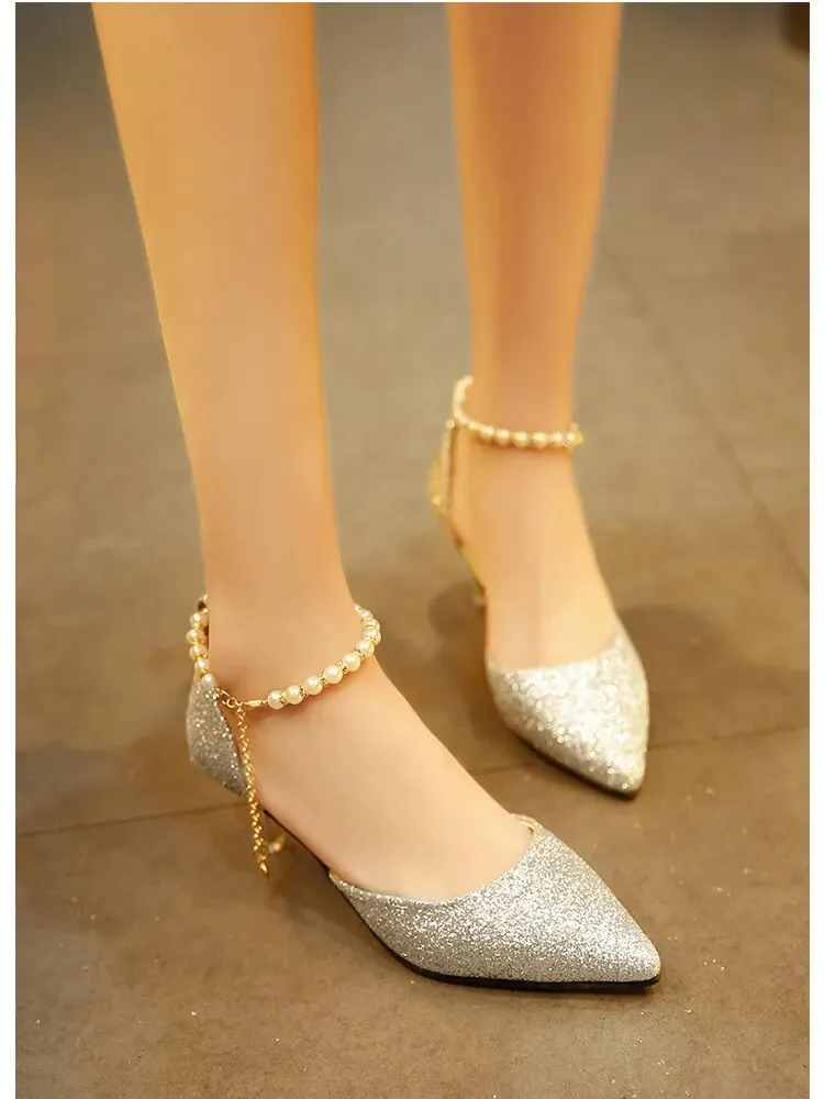 Women Trend Pointed Toe Wedding Bride High Heels Shoes Female Party Mules Elegant Women Pumps - WSHP50096