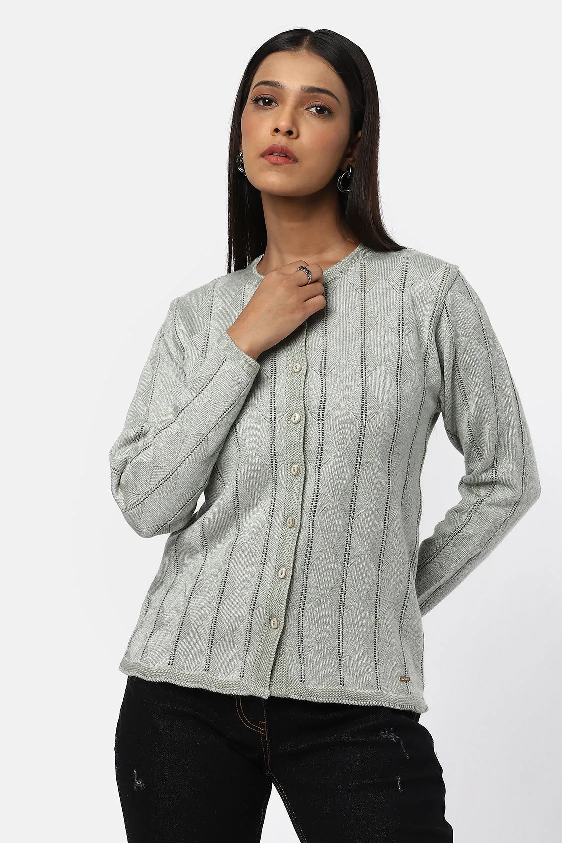 Women Woolen Round Fancy Cardigan