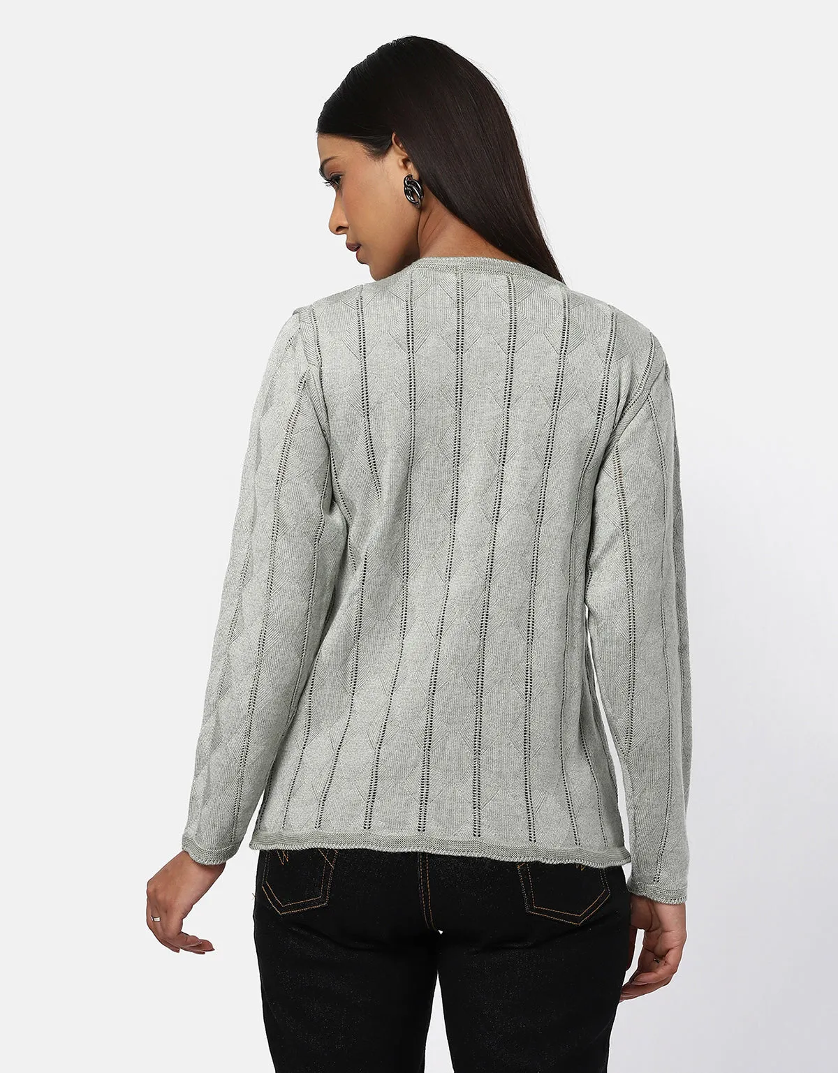 Women Woolen Round Fancy Cardigan